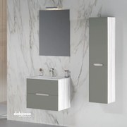 Mobile Bagno Sospeso "New Stream" Da 60 Cm Composto Da Due Cassetti Finitura Tortora Chiaro Opaco/Rovere Bianco