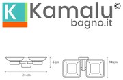 Kamalu - Porta sapone bagno doppio in acciaio satinato e vetro installazione a muro | CLODE-S