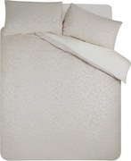 Set copripiumino e federa greige in jacquard per letto matrimoniale 200x200 cm Corded Leaves – Catherine Lansfield