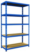 Scaffale in kit 5 ripiani Pokerino L 120 x P 50 x H 200 cm blu 5010, portata per ripiano 300 kg