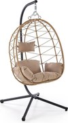 SNAKE poltrona da giardino in rattan sintetico color naturale con cuscini beige