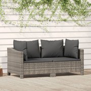 Set di divani da giardino 2 pz con cuscini in polyrattan grigio