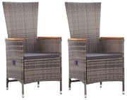 Sedie da esterno 2 pz con cuscini in polyrattan grigio