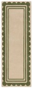 Passatoia in lana tessuta a mano di colore verde-naturale 80x230 cm Lois Scallop - Flair Rugs