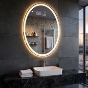 Ovale specchio moderno con luci LED Orizzontale L74 specchio bagno da parete