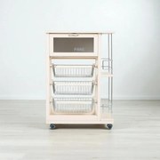 Carrello portapane con portabottiglie e cesti portafrutta Avorio