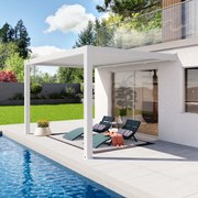 PRIMEYARD Pergola addossata in bianco 3x4 m, con tetto a lamelle in bianco - (400143)