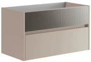 Mobile da bagno sospeso sotto lavabo L 89.5 x H 50 x P 45.5 cm beige laccato opaco, 2 cassetti Niwa