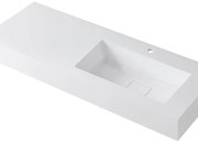 Lavabo integrale a destra rettangolare L 120.5 x H 15 x P 46 cm in resina bianco