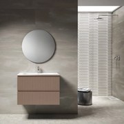 Mobile da bagno sotto lavabo Ares tórtora laccato opaco L 80 x H 55 x P 45 cm 1 cassetto, lavabo non incluso