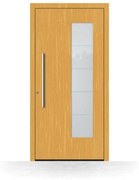 Porte d'ingresso in legno, con vetro, abete chiaro 110, apertura con spinta a sinistra, 850 x 2100 mm, modello Pisa, configura individualmente