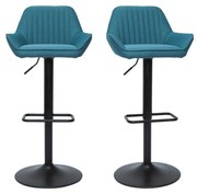 Sgabelli da bar regolabili design in tessuto blu anatra (set di 2) RONNIE