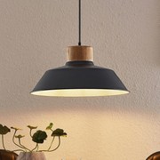 Lampada a sospensione Lindby Nefeli, Ø 42 cm, nero, legno, metallo