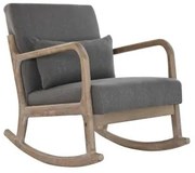 Sedia a Dondolo DKD Home Decor Naturale Grigio scuro Poliestere Legno d'albero della gomma Sixties 66 x 85 x 81 cm