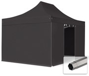 TOOLPORT 3x4,5 m gazebo pieghevole PVC ignifugo con laterali, PREMIUM acciaio, nero - (600115)