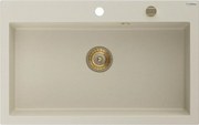 Mexen Elix lavello in granito con 1 vasca 800 x 500 mm, beige, sifone dorato - 6527801005-69-G
