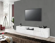 Mobile porta tv 260 cm con 4 ante e 2 cassetti in legno bianco lucido -  Diako