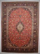 Kashan Tappeto persiano 390 x 280 Rosso (Iran) Annodato A Mano