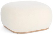 Pouf MIRIANA tessuto bianco e base in legno