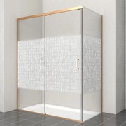 Porta doccia scorrevole Jazz, L 158-159.5 cm x H 200 cm x SP 6 mm, profilo dorato, vetro smerigliato