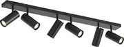 Plafoniera moderna nera 102 cm 6 luci regolabile - Renna