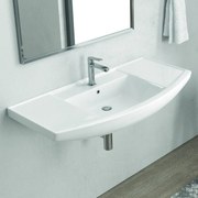 Lavabo bagno sospeso 100 cm in ceramica Litos-BN10 - KAMALU