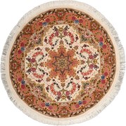 Tabriz Tappeto 100x100 Beige (Iran) Annodato A Mano