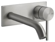 Parte esterna miscelatore lavabo a parete bocca corta senza scarico parte incasso non inclusa steel brushed flessa 54088 gessi