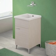 Lavatoio in ceramica con mobile larice 45x50 cm completo di strofinatoio