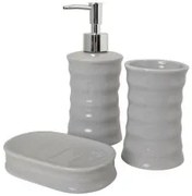 Set da Bagno 89457 Onde Ceramica Grigio Metallo (3 pcs)