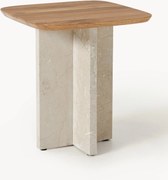 Tavolino in legno di quercia e marmo Naida