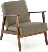 Poltrona Milano 1S in tessuto oliva - Castel 39/ noce scuro