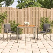 Set da pranzo da giardino 3 pz con cuscini in polyrattan grigio