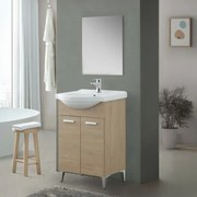 Mobile bagno a terra 55 cm Rovere Dolomite completo di lavabo e specchio Desya