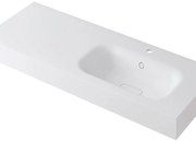 Lavabo integrale a destra rettangolare L 120.5 x H 15 x P 46 cm in resina bianco