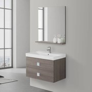 Mobile Bagno Sospeso 2 Cassettoni chiusura Rallenty Rovere Scuro 75x51 cm