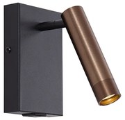 Lampada da parete moderna nera con bronzo scuro regolabile con USB-C - Croft