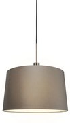 Lampada a sospensione moderna in acciaio e nera con paralume 45 cm color tortora - Combi