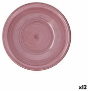 Piatto Fondo Quid Vita Peoni Ceramica Rosa Ø 21,5 cm (12 Unità)