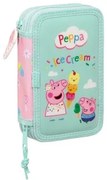 Astuccio Doppio Peppa Pig Ice cream Rosa Menta 12.5 x 19.5 x 4 cm (28 Pezzi)