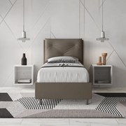 Letto singolo contenitore imbottito 80x200 similpelle cappuccino Appia