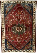 Shiraz Tappeto 130x190 Rosso (Iran) Annodato A Mano