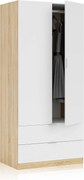 Armadio 2 ante e 2 cassetti bianco artik e rovere Canadian 81x52x180h