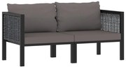 Divano a 2 posti con cuscini antracite in polyrattan