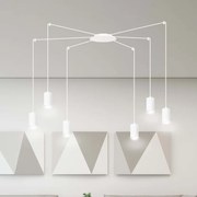 Lampadario a Sospensione in Acciaio TRAKER 6 BLACK e WHITE