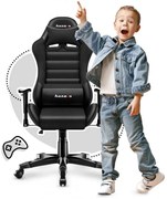 Sedia da gaming ergonomica nera per adolescenti