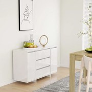 Credenza con 3 cassetti bianco lucido 120x41x75cm in truciolato