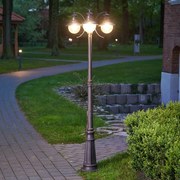 Lampada da esterno Lindby Eddie, 198 cm, ruggine, metallo, IP44, E27