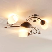 Plafoniera soffitto Stefania Lindby, dimmerabile, Marrone / Ruggine, Soggiorno / Sala da pranzo, Vetro, Antico, Plafoniera