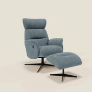 Lunor Poltrona relax reclinabile con pouf poggia-piedi in tessuto bouclé impermeabile T07 carta da zucchero